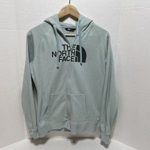 The North Face Womens Hooded Full Zip Sweatshirt, Medium, Light Blue Long Sleeve
